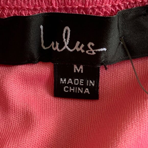 Lulus Flirt Alert Hot Pink Mini Dress NWT Ruffled Straps Adjustable Length Sz M - Picture 11 of 12